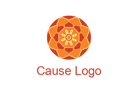 mandala flower in circle symbol
