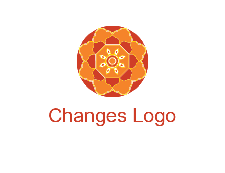mandala flower in circle symbol