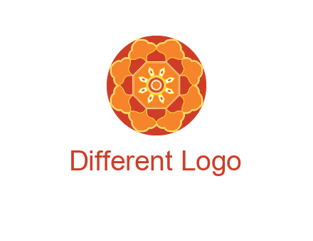 mandala flower in circle symbol