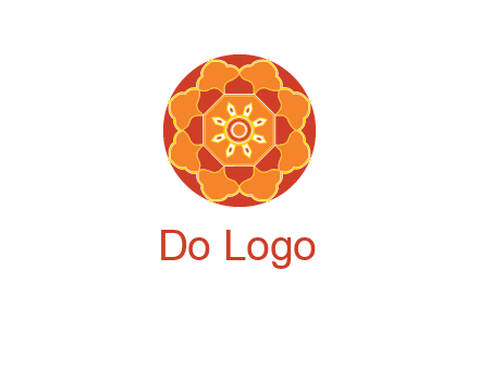 mandala flower in circle symbol