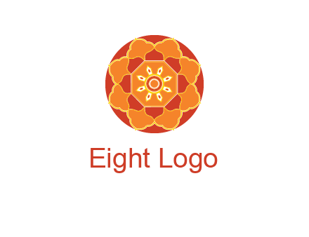 mandala flower in circle symbol