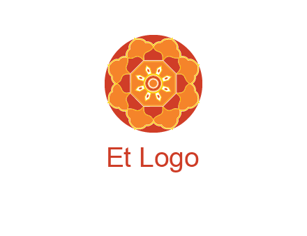 mandala flower in circle symbol