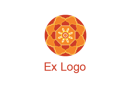 mandala flower in circle symbol
