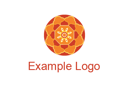 mandala flower in circle symbol