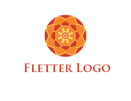 mandala flower in circle symbol
