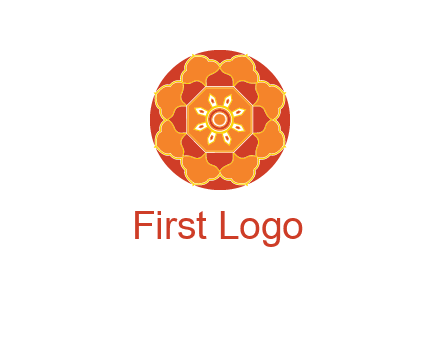 mandala flower in circle symbol
