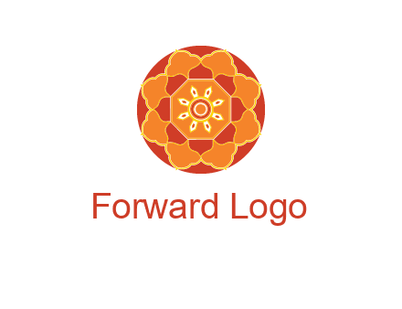 mandala flower in circle symbol
