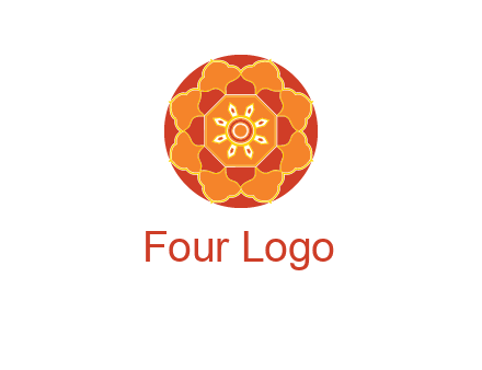 mandala flower in circle symbol