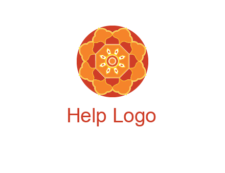 mandala flower in circle symbol