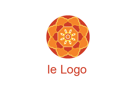 mandala flower in circle symbol