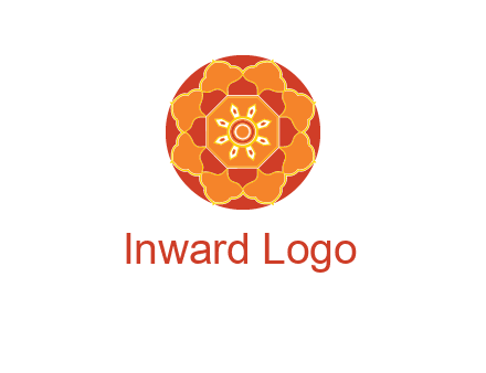 mandala flower in circle symbol