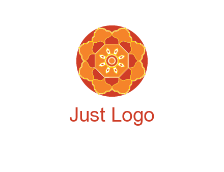 mandala flower in circle symbol