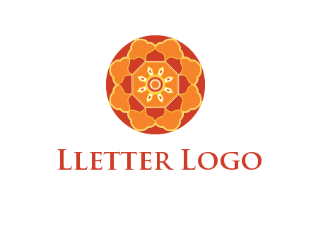 mandala flower in circle symbol