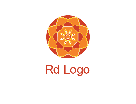 mandala flower in circle symbol
