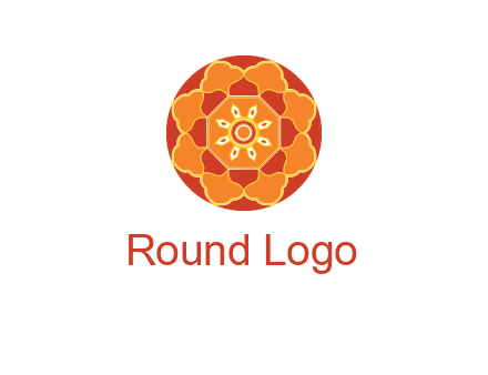 mandala flower in circle symbol