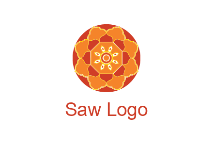 mandala flower in circle symbol