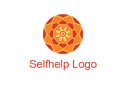 mandala flower in circle symbol