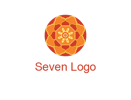 mandala flower in circle symbol