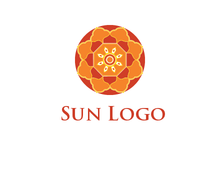 mandala flower in circle symbol