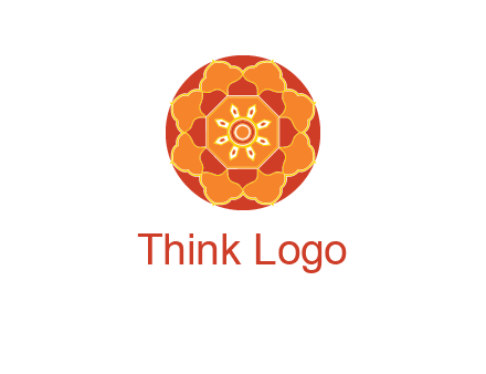 mandala flower in circle symbol