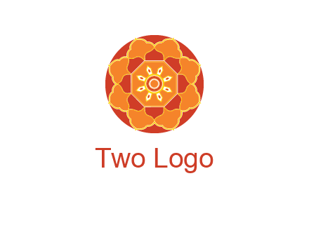mandala flower in circle symbol
