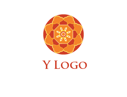 mandala flower in circle symbol