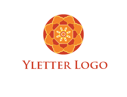 mandala flower in circle symbol