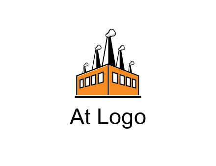 factory with steam and chimneys