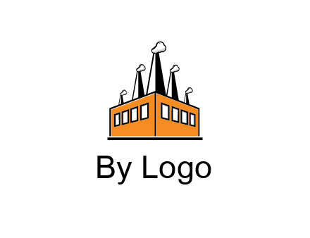 factory with steam and chimneys
