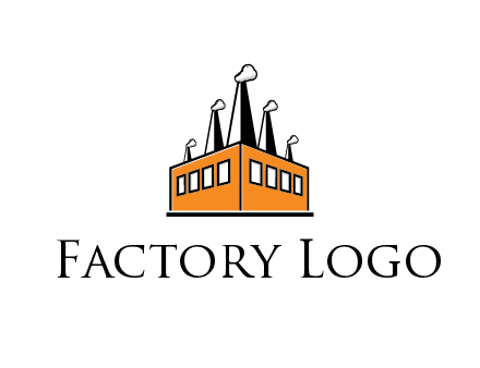 factory with steam and chimneys