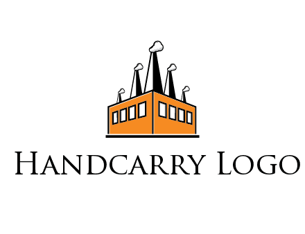 factory with steam and chimneys