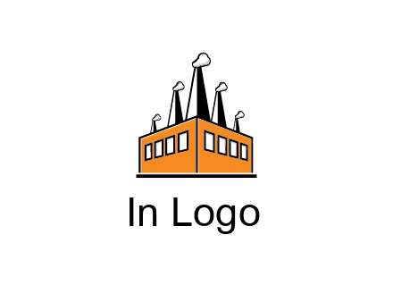 factory with steam and chimneys