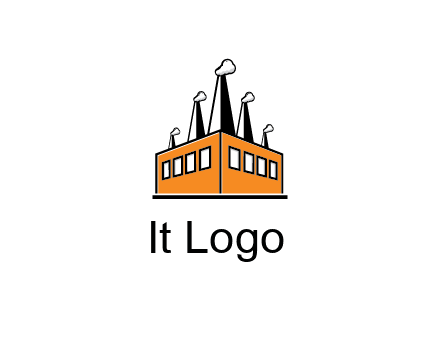 factory with steam and chimneys