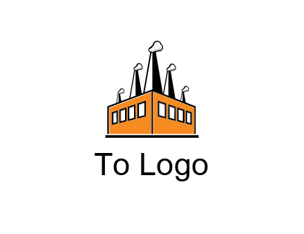 factory with steam and chimneys