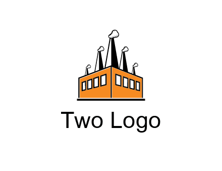 factory with steam and chimneys