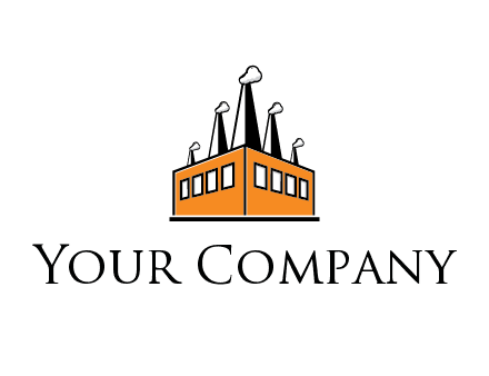factory with steam and chimneys