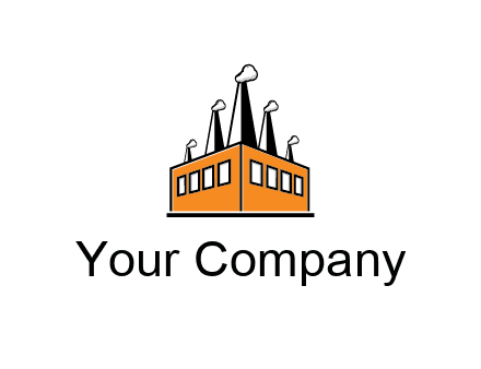 factory with steam and chimneys