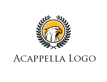 eagle face in circle with leaves