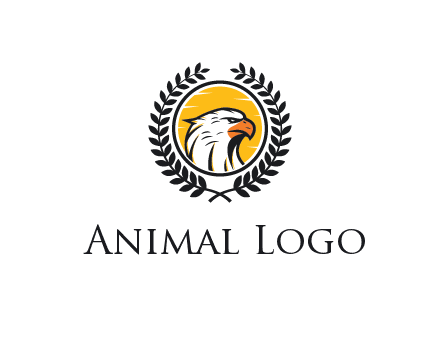 eagle face in circle with leaves