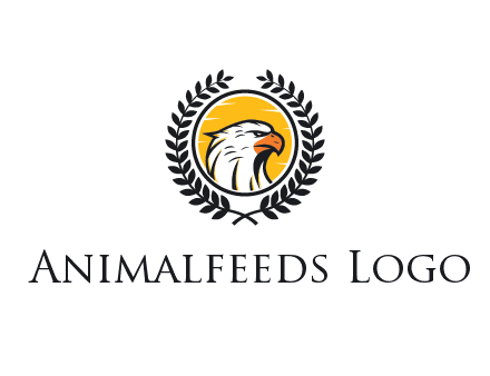 eagle face in circle with leaves