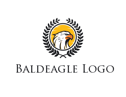 eagle face in circle with leaves