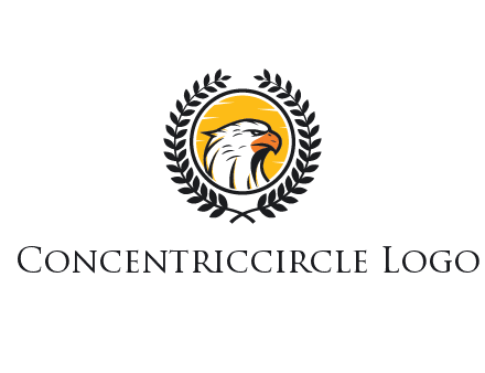 eagle face in circle with leaves
