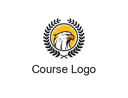 eagle face in circle with leaves