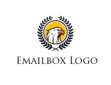 eagle face in circle with leaves