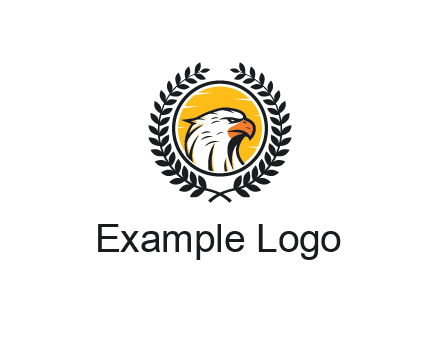 eagle face in circle with leaves