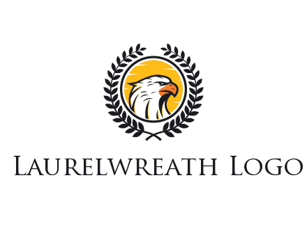 eagle face in circle with leaves