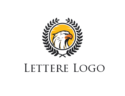 eagle face in circle with leaves