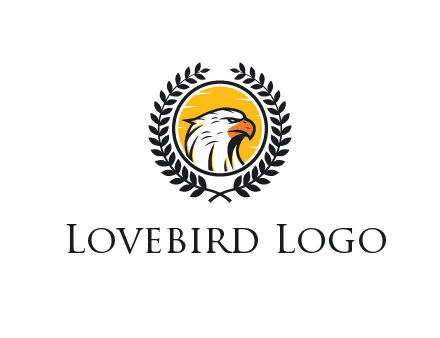 eagle face in circle with leaves