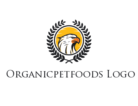 eagle face in circle with leaves
