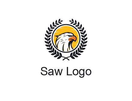 eagle face in circle with leaves